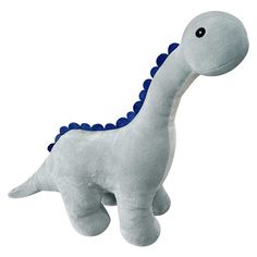 a stuffed toy dinosaur is shown on a white background