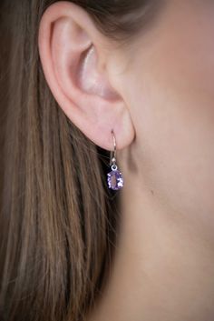 Our Amethyst Dangle Gold Earrings in 925 sterling silver & 18k gold vermeil are just the right size to be noticed and small enough to wear all day comfortably. Makes best gift for any occasion such as birthday, anniversary, Christmas or self gift. Sold as a pair, comes with silicone ear backs to keep them secure all day long. DETAILS * Stone size - 8mm x 6mm * Total length - 22mm * Materials - 18k thick gold vermeil over 925 sterling silver (hypoallergenic), Genuine Amethyst Gemstone * Sold as p Classic Purple Jewelry With Matching Earrings, Purple Drop Jewelry For Anniversary, Sterling Silver Jewelry With Lavender Matching Earrings, Lavender Sterling Silver Jewelry With Matching Earrings, Lavender Drop Sterling Silver Jewelry, Lavender Sterling Silver Jewelry For Formal Occasions, White Gold Amethyst Earrings Jewelry Set, Purple Fine Jewelry Earrings For Gift, White Gold Amethyst Jewelry With Matching Earrings