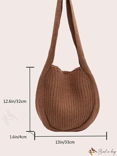 BirdinBag - Chic Crochet Beach Bag: Sleek and Stylish Womens Hobo Bag Everyday Knitted Shoulder Bag, Chic Knitted Shoulder Bag, Casual Solid Color Satchel Bucket Bag, Trendy Knitted Tote Shoulder Bag, Knitted Rectangular Shoulder Bag For Daily Use, Daily Use Knitted Rectangular Shoulder Bag, Chic Everyday Knitted Bag, Everyday Knitted Tote Shoulder Bag, Beige Knitted Shoulder Bag For Everyday Use