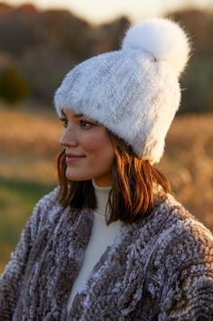 Cozy, soft, and stretchy, our knitted mink fur hat adds a premium finish to outdoor activities with textures you'll love to touch. This warm, comfy beanie is topped with a fluffy fox fur pom, for a hat you'll wear every day, everywhere. Dyed Mink Fur Sections. Mink Colored Winter Hat With Faux Fur Lining, Mink Color Hat With Faux Fur Lining For Winter, Winter Faux Fur Mink Hat, Beanie With Faux Fur Trim For Cold Weather, Cold Weather Beanie With Faux Fur Trim, Faux Fur Beanie Hats For Fall, Faux Fur Beanie For Fall, Fall Faux Fur Beanie Hat, Casual Faux Fur Beanie Hat