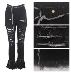 FREE SHIPPING Sexy Hollow Out Ripped High Waist Holw Denim Pants JKP3655 Fitted Grunge Bottoms For Club, Black Stretch Punk Jeans, Edgy Ripped Black Flare Jeans, Edgy Black Ripped Flare Jeans, Stretch High Waist Punk Jeans, Fitted Ripped Punk Jeans, Ripped Fitted Flare Jeans For Streetwear, Fitted Ripped Flare Jeans For Streetwear, Ripped Fitted Punk Jeans