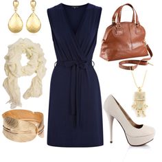 super cute. Wedge Outfit, Navy Dress Outfits, Networking Outfit, Dress And Accessories, Alpha Xi, Alpha Xi Delta, Work Party, Pretty Dress, Work Looks