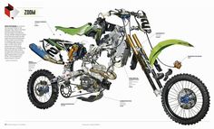 an image of a dirt bike with parts labeled