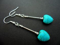 This a pair of pretty little tibetan silver dangly heart earrings. Measure approx. 4.5cm from top of hook to bottom of earring. These earrings are for pierced ears. Freshly made by me and unworn. Thanks for looking!! Handmade Adjustable Drop Heart Earrings, Turquoise Heart-shaped Sterling Silver Earrings, Turquoise Heart Drop Earrings As Gift, Adjustable Dangle Heart Earrings, Nickel Free, Handmade Adjustable Silver Heart Earrings, Adjustable Handmade Silver Heart Earrings, Hardware Jewelry, Beaded Earring, Turquoise Heart