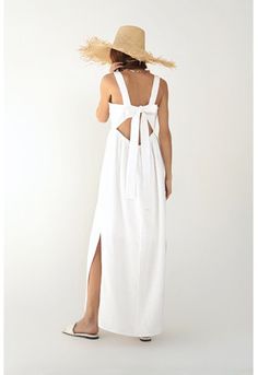 Maxi Linen Dress with Square Neck, Straps, and Open Back with Ties Maxi Linen Dress, Dress With Square Neck, Linen Sundress, Linen Maxi Dress, Linen Dress, Square Neck, Sundress, Open Back, Maxi Dress