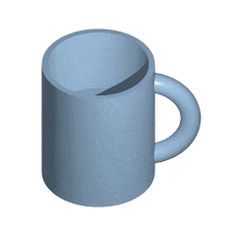 a blue coffee mug sitting on top of a white table