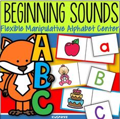 the beginning sounds poster with pictures of animals and letters