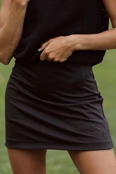 The stylish and functional Carla Skirt is designed to be slightly longer to help you look and feel your best on and off the course. This 16 inch golf skirt is made from a high-quality blend of materials, making it soft, breathable, and lightweight, ensuring you stay cool and comfortable during even the hottest rounds of golf. We take pride in knowing that our materials are not see through, try this skirt on to see what we mean! See our size chart below for more specific details. Athleisure Solid Skort With Lined Skirt, Stretch Golf Skort With Built-in Shorts, Casual Fitted Go-dry Skirt, Athleisure Lined Skirt With 4-way Stretch, Solid Sports Skort With Lined Skirt, Functional Skort For Spring, Functional Spring Skort In Solid Color, Spring Functional Skort, Functional Solid Skort For Spring