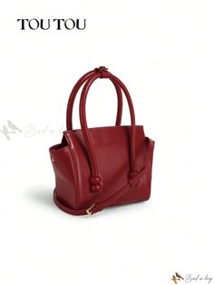 Bird in Bag - Exquisite Wing-Shaped Cowhide Leather Bag in Refined Red; Elegant Handheld, Versatile Single Shoulder, and Functional Crossbody; Ideal for Weddings, Commutes, and All Occasions; Distinctive Style Number 40544 Red Square Satchel For Formal Occasions, Elegant Handheld Solid Color Shoulder Bag, Red Square Formal Satchel, Evening Satchel With Detachable Strap In Burgundy, Evening Burgundy Satchel With Detachable Strap, Elegant Red Rectangular Bag, Red Handheld Shoulder Bag For Formal Occasions, Burgundy Handheld Shoulder Bag For Evening, Red Square Bag For Formal Occasions