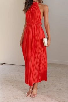 New style fashionable fresh off-shoulder halterneck strappy personalized backless long dress Red clothes dress dresses long sleeve dresses maxi dress Backless Long Dress, Pastel Pink, Spring Summer Fashion, New Style, Simple Designs, Long Dress, Off Shoulder, Summer Fashion, Composition