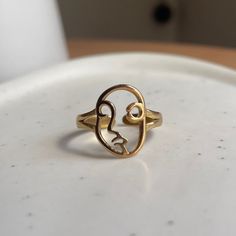 Beautiful Minimalist Face Silhouette Ring 18k Gold Plated Adjustable Face Silhouette, Face Ring, Jewelry Hair Accessories, Abstract Face, Abstract Faces, Jewelry Hair, Ring Minimalist, Minimalist Ring, Gold Plated Rings