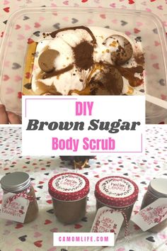 This Easy DIY Brown Sugar Scrub is made with ingredients commonly found in your pantry. This scrub makes a great gift for Valentine's Day, Christmas, Birthday or a just because gift. After using this body scrub your skin with be soft and smooth. #brownsugarbodyscrub #DIYbodyscrub #sugarbodyscrub #easybodyscrub #giftideas #exfoliate #softskin