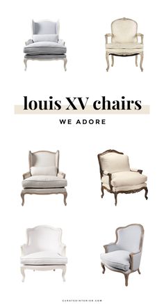 various types of chairs with the words louis v chairs we adore