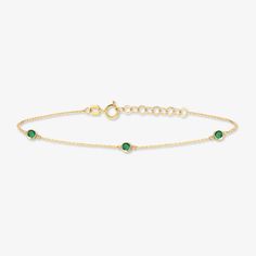 "Meet with our emerald station bracelet which is the symbol of hope that brings joy and vitality for your spirit. STATION*EMERALD*BRACELET ‣ 2 Years Warranty ‣ Free Express International Shipping ‣ Free returns within 30 days from the order date Features * Made to Order. * Material: Solid Gold (real solid gold, no gold-filled or no gold plated material) * Gold KT: 14K * Choice of Gold Color: Yellow Gold, Rose Gold, White Gold * Gem Stone: Genuine Emerald * Emerald-Cut: Round * Number of Stones: 14k Gold Bracelet With May Birthstone, Classic Sterling Silver Birthstone Bracelets, 14k Gold Bracelet With Birthstone, 14k Gold Birthstone Bracelet, Yellow Gold Sterling Silver Tennis Bracelet As Gift, Yellow Gold Bracelet With May Birthstone Gemstone, 14k Gold Chain Bracelet With Bezel Setting, 14k Gold Chain Bracelet With Bezel Setting As Gift, Fine Jewelry Bracelets With May Birthstone Gemstone