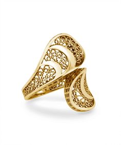 Gold Plated Sterling Silver Filigree Art Women Twisted Bypass Cocktail Ring - Filigranist Jewelry Elegant Spiral Yellow Gold Ring, Elegant Yellow Gold Swirl Jewelry, Gold Filigree Open Ring Jewelry, Elegant Yellow Gold Filigree Ring, Gold Open Ring Filigree For Formal Occasions, Gold Open Filigree Ring For Formal Occasions, Elegant Filigree Open Ring With Intricate Design, Elegant Gold Filigree Open Ring, Elegant Filigree Open Ring Jewelry