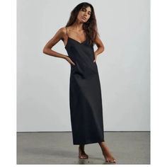 Nwt Color: Midnight Size S Created With A Blend Of Certified Organic Cotton And High-Yield Hemp Fibre, Our Slip Dress Is The Ultimate Basic: At Once Infinitely Wearable And Ultra-Comfortable. Made To Last In A High-Quality Fabric With Adjustable Shoestring Straps, This Maxi Dress Features A Timeless Cut That Will Never Date. 55% Organic Hemp 45% Organic Cotton Chic V-neck Maxi Dress For Night, Chic Midi-length Slip Dress For Night, Black Summer Sleep Dress, Chic Sleeveless Midi Dress For Night, Chic Black Slip Dress For Sleep, Spring Night Midi Slip Dress, Spring Night Slip Dress, Midi Length, Black V-neck Maxi Dress For Night, Black V-neck Sleep Dress