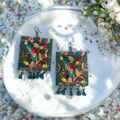 Persian embroidered earnings Baluchi earrings handmade Earrings Handmade Fabric Earrings Handmade, Bohemian Multicolor Rectangular Earrings, Bohemian Beaded Embroidered Earrings For Festivals, Bohemian Embroidered Earrings For Festivals, Handmade Beaded Earrings As Festival Gifts, Bohemian Rectangular Earrings, Handmade Bohemian Multicolor Embroidery Jewelry, Festive Thread Jewelry As Gift, Festive Thread Jewelry For Gifts