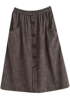 Style Brown StripedButton CottonLinen Skirts SummerFabric: Cotton 45%, Linen 55%Size & Fit: This garment fits true to size.Length: Size 5XL measures 30.42"from waist to hem.Waist:Fitted - elastic waist allows stretch Hip: Loosely Fitted. room for hips. Hand Wash Cold. Skirts Summer, Dressmaking, What To Wear, Casual Dresses, Elastic Waist, Summer Fashion, Elastic, My Style, How To Wear