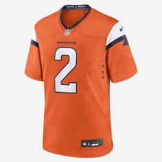 Rep one of your team's top stars with this Denver Broncos Jersey. Proper ventilation and a loose fit help provide a dry, comfortable wear with the authentic look of the on-field uniform. Orange Team Spirit Tops For Sports Events, Orange Tops For Sports Events With Team Spirit, Orange Team Spirit Sports Top, Nike Orange Sports Top, Orange Tops For Fan Gear With Team Spirit, Orange Sporty Tops For Sports Season, Sporty Orange Tops For Sports Season, Orange Sporty Tops For Sports, Sporty Orange Tops For Sports