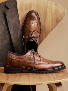 Brown Lace-up Dress Shoes With Brogue Detailing, Brown Wingtip Lace-up Shoes With Leather Lining, Lace-up Leather Shoes With Brogue Detailing, Brown Brogue Lace-up Shoes For Office, Brown Wingtip Lace-up Oxford Shoes, Semi-formal Brown Oxfords With Brogue Detailing, Brown Brogue Oxfords For Semi-formal Occasions, Brown Oxfords With Brogue Detailing For Semi-formal Occasions, Brown Oxfords With Brogue Detailing And Pointed Toe