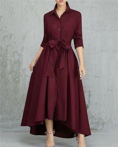 Solid Color Pleated Asymmetrical Tie Waist Maxi Dresses Plus Size Herbst, Tie Waist Maxi Dress, Robin Wright, Retro Pin Up, High Waist Dress, Dresses Elegant, Ladies Dress Design, Modest Dresses, Trendy Dresses