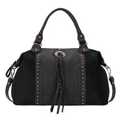 Premium Quality American West Cow Town Black Hair-On Leather Zip Satchel Bag, Womens Bags Handbags Gothic Western, American West Handbags, Concealed Carry Bags, Western Bag, Western Handbags, Convertible Bags, Leather Satchel Bag, Hand Tooled Leather, American West