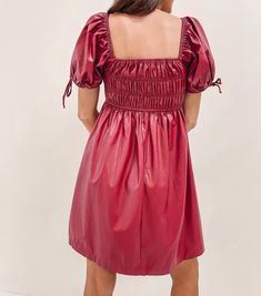 - 100% Faux Leather - True to size - Model is pictured in a size small - Crimson color Crimson Color, 70 Dress, Leather Dress, Off Shoulder Dress, Cold Shoulder Dress, Faux Leather, Leather, Color