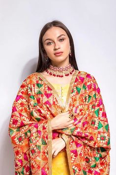 Traditional Mirror Phulkari - Etsy Phulkari Dupatta Suits, Navratri Outfits, Traditional Mirror, Phulkari Dupatta, Desi Fits, Traditional Mirrors, Pakistani Wedding Outfits, Cashmere Wrap, Plum Color