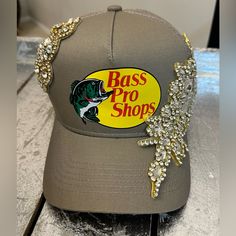 Brand New! Custom Bass Pro Shops Bling Hat! Tan! Bass Pro Shop Hat, Bass Pro Shop, Dope Hats, Custom Trucker Hats, Custom Bling, Fashion Hacks Clothes, Casual Chic Outfit, Outfits With Hats, Sparkling Crystal