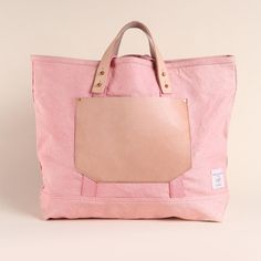 Pink Cotton Canvas Tote Leather Pocket and Handles Cotton Tote Weekender Bag With Pockets, Rectangular Cotton Weekender Bag With Pockets, Canvas Bags With Reinforced Double Handles, Eco-friendly Canvas Bag With Pockets, Eco-friendly Canvas Bags With Pockets, Spring Cotton Bag With Large Capacity, Large Capacity Cotton Bag For Spring, Large Capacity Cotton Bags For Spring, Spring Cotton Bags With Large Capacity