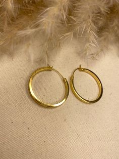 18k Gold hoop earrings Classic Everyday Gold Plated Hoop Earrings, Classic Gold Plated Tarnish Resistant Hoop Earrings, Classic Gold Plated Hoop Earrings Gift, Everyday Yellow Gold Hoop Jewelry, Classic Gold Plated Pierced Hoop Earrings, Classic Gold-plated Hoop Earrings, Yellow Gold Tarnish Resistant Hoop Earrings For Everyday, Gold Hoop Jewelry For Everyday, Everyday Gold Hoop Jewelry