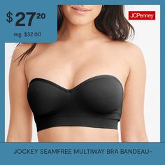 New multi-way seamfree bralette- can be worn as a strapless bandeau, or as a halter bra or one shoulder or as a regular bralette. Non-wire comfort but has the support of an underwire.Bra Type: Strapless, BandeauFeatures: Backless, Stretch Fabric, Seamless, Convertible Straps, Removable StrapsClosure Type: Pullover HeadSupport: Light SupportFiber Content: 94% Nylon, 6% SpandexFabric Description: KnitCare: Line Dry, Hand WashMaterial: NylonCountry of Origin: Imported Strapless Bras, Multiway Bra, Halter Bra, Strapless Bandeau, Strapless Bra, Underwire Bra, Bralette, Stretch Fabric, Convertible