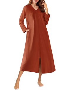 PRICES MAY VARY. 【Knit Robes for Women】Our Ekouaer zipper robes for women are super soft, skin-friendly, breathable, and lightweight. The long bathrobe with high-quality material will let you enjoy a relaxed and cozy time at home or outdoors 【Zip Up Robe Design】Full Zip front bath robes for women are easy to put on and off. The zipper ensures the zip up robes for women stay securely closed, providing privacy and comfort for any body type. Smooth zipper house dress prevents any disruption to your Robes For Women, Bath Robes, Bath Robes For Women, Long Knit, House Dress, Soft Skin, Maternity Wear, Hands Free, Running Errands