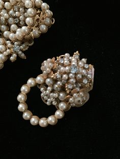 A Robert Demario brooch abd earrings circa 1960 in mint condition. brooch measures 3.25x3.25 in. Earrings measure 2 in by 1.5 in. all sales final. beautiful pearls and rhinestones. Costume Jewelry Brooch For Evening, Evening Costume Jewelry Brooch, Mid-century Brooch Jewelry For Party, Vintage Brooch Jewelry For Evening, Vintage Brooch For Evening, Mid-century Party Brooch Jewelry, Clip-on Costume Jewelry For Vintage Events, Mid-century Gold Jewelry For Wedding, Wedding Costume Jewelry Brooches With Matching Earrings