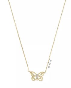 Meira T - 14K White & Yellow Gold Butterfly Pendant Necklace, 16" Airport Outfits, Butterfly Pendant Necklace, Dope Jewelry, Ornament Ideas, Gold Butterfly, Girly Jewelry, Little Mix, Butterfly Pendant, Chain Jewelry