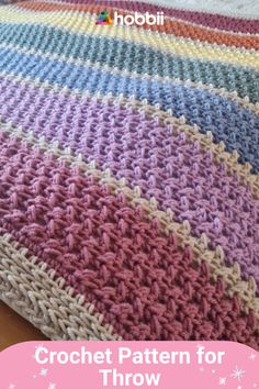 crochet pattern for throw blanket with text overlay