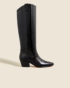 J.Crew: Piper Knee-high Boots In Leather For Women Leather Knee-length Wide Calf Heeled Boots, Wide Calf Leather Knee-length Heeled Boots, Wide Calf Knee-length Leather Heeled Boots, Classic Low Heel Knee-high Boots For Fall, Leather Wide Calf Knee-length Boots, Leather Knee-high Boots With Leather Sole, Fall Calf Leather Knee-high Boots, Fall Knee-high Calf Leather Boots, Fall Knee-length Calf Leather Boots