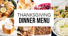 a collage of thanksgiving dinner menu images