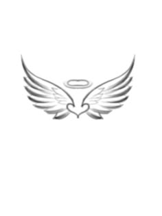 an angel wings tattoo design on a white background with the word love written in it