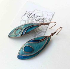 Light blue and naví blue cloisonne earrings blue earrings | Etsy Blue Enamel Dangle Jewelry, Blue Hand Painted Jewelry Gift, Blue Hand Painted Jewelry As A Gift, Blue Teardrop Copper Earrings, Hand Painted Blue Jewelry For Gifts, Light Blue Metal Earrings For Gift, Blue Hand Painted Jewelry For Gift, Light Blue Metal Earrings As A Gift, Blue Copper Teardrop Earrings