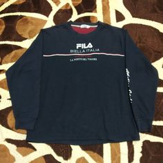 Please ask me any question before buying "No trader, for sell only" *Detail * Item Name :  Vintage Fila big logo embroidered long sleeve shirt *Condition* Condition (refer pic) ""Item is used and vintage,don't expected it to be like new"" *Size* L Measurements :  Width (Armpit to armpit : 22 1/2"INCH) Length ( shoulder to bottom : 27 1/2" INCH) * Payment * PayPal only *Shipping* Standard shipping (receiving item within 2- 3 week or more) - please leave your email and phone number Or  request DHL Fall Long Sleeve Logo Print Sweatshirt, Blue Long Sleeve Sweatshirt With Embroidered Logo, Black Long Sleeve T-shirt With Embroidered Graphics, Casual Long Sleeve T-shirt With Embroidered Logo, Embroidered Logo Long Sleeve Sweatshirt For Streetwear, Streetwear Long Sleeve Tops With Embroidered Logo, Long Sleeve T-shirt With Embroidered Logo For Fall, Long Sleeve Tops With Embroidered Logo For Streetwear, Blue Long Sleeve T-shirt With Embroidered Logo