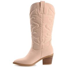 A classic cowgirl bootie reimagined for the modern fashionista the Chantry by Journee Collection. This pointed-toe boot with western stitch details and soft vegan leather is the most stylish way to embrace your country roots. A block heel and a 4 mm Tru Comfort Foam� footbed add comfortable height to this mid-calf design. At Journee Collection our boot styles will have your outfit looking even better than before. They will give you that finishing touch that will have your outfit looking straight Winter Rodeo Heeled Boots, Spring Rodeo Moto Boots With Round Toe, Wide Calf Boots For Rodeo, Spring Western Style Round Toe Heeled Boots, Chic Round Toe Heeled Boots For Rodeo, Western Style Round Toe Heeled Boots For Spring, Spring Western Heeled Boots With Round Toe, Heeled Boots For Western-themed Winter Events, Western Style Moto Boots For Spring Events