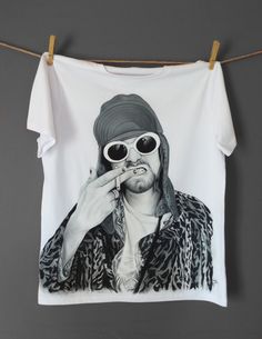 Kurt Cobain handpainted tshirt,Art Tee,Tshirt painting,No printed,Unique tee shirt,100% Nirvana cotton tshirt,handmade,fashion tshirt by NANAKOSMIDI on Etsy Clothes Painting, Unique Tshirt, Tshirt Painting, Fashion Tshirt, Gift Art, Tshirt Art, Unique Shirt, Top Gifts, Handmade Fashion