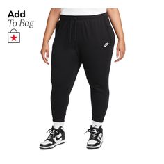 in stock Nike Fleece Joggers, Nike Jogger, Plus Size Sportswear, Black Nike Sweatpants, Oversized Sweatpants, Nike Sportswear Club Fleece, Nike Sportswear Women, Black Curves, Nike Fleece