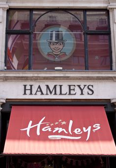 hamley's store front window with the name hamley's on it