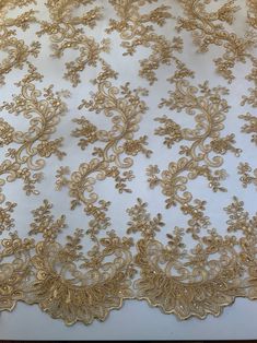 Melody GOLD Polyester Floral Embroidery with Sequins on Mesh image 5 Gold Embroidered Lace Fabric For Wedding, Elegant Gold Fabric With Floral Embroidery, Gold Lace Gown, Gold Floral Embroidered Elegant Fabric, Embroidered Gold Lace Tulle Fabric, Embroidery With Sequins, Gold Lace Fabric, Gold Floral Embroidered Lace Fabric, Gold Lace