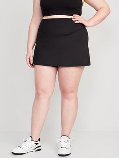 Power up in our PowerSoft skort -- light compression fabric meets a ridiculously smooth, peachy-soft feel Elasticized extra high-rise waistband, with light-reflecting Old Navy Active logo at center back.  Quick-drying, breathable woven skirt dries in Solid Color Athleisure Shorts With 5-inch Inseam, Versatile Mid-thigh Athletic Shorts With Built-in Shorts, Sports Bottoms With Wide Waistband And 5-inch Inseam, Activewear With Built-in Shorts And 4-way Stretch, High Waist Bottoms With Built-in Shorts For Running, Casual 4-way Stretch Shorts With Contoured Waistband, Sporty Hip-length Activewear With Built-in Shorts, Stretch Activewear With Pockets And Short Inseam, Activewear With Pockets And Short Inseam For Workout