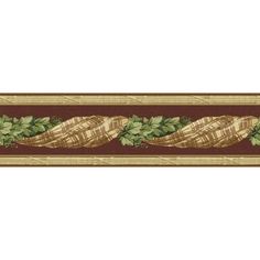 a decorative border with green leaves on it