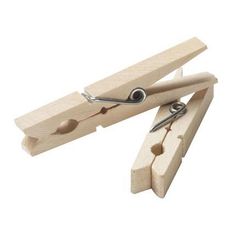 two wooden clothes pegs with metal handles