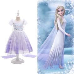 100 - 2 Years 110 - 3 Years 120 - 4 Years 130 - 5 Years 140 - 6 Years 150 - 7 Years Frozen Fancy Dress, Frozen Dress Kids Birthday Parties, Frozen Elsa Ice Dress, Frozen Dress Elsa, Queen Elsa Costume Kids, Elsa Frozen Dress Pattern, Frozen Birthday Dress, Dress Puff Sleeve, Anna Dress